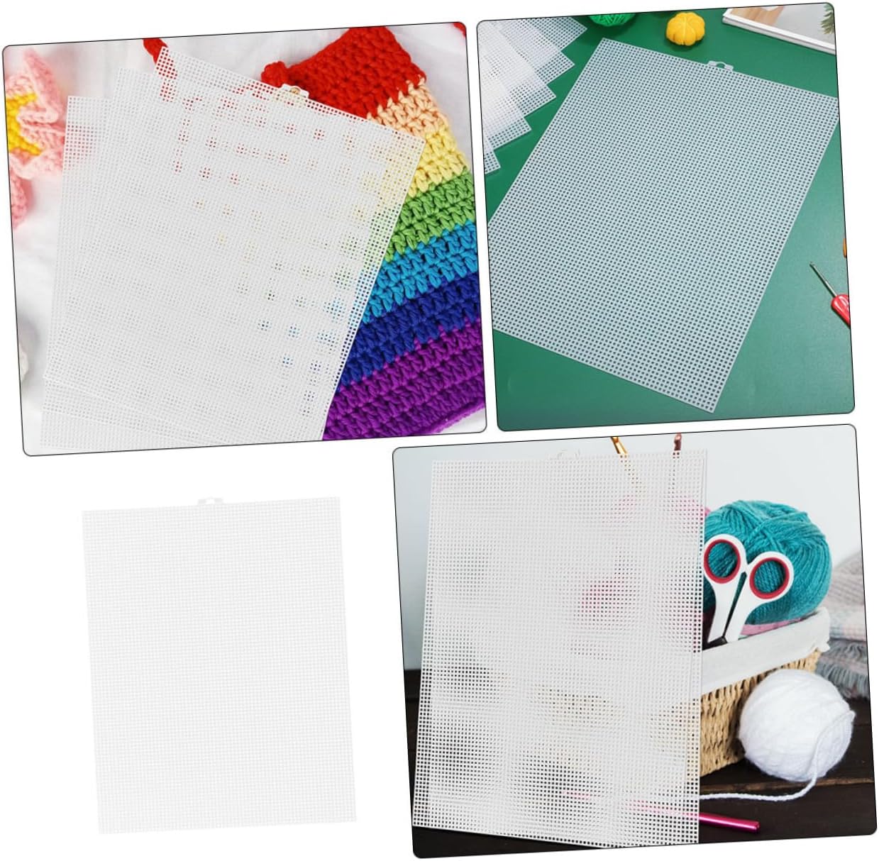 Hohopeti 5pcs Stiff Plastic Mesh Canvas Sheets for Cross-Stitch Crochet and Crafting Grid for Easy and Embroidery Projects