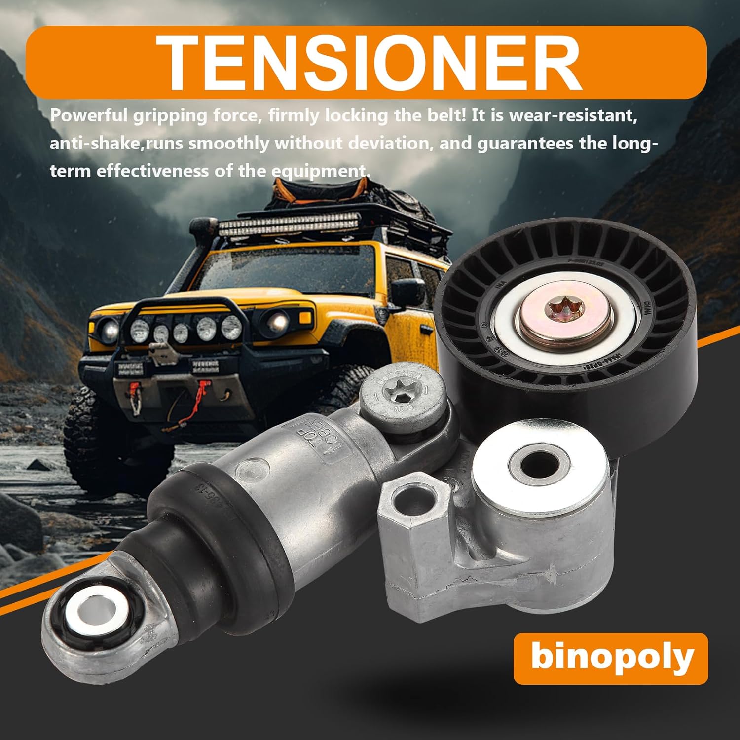 binopoly 39390 Drive Belt Tensioner Assembly With Pulley For Mazda 3 12-22/6 14-21/MX-5 Miata 16-22/CX-3 15-21/CX-5 14-22/CX-9 16-22 OE#89710 PE0115980B PE0315980A PE03-15-980C PE3115980