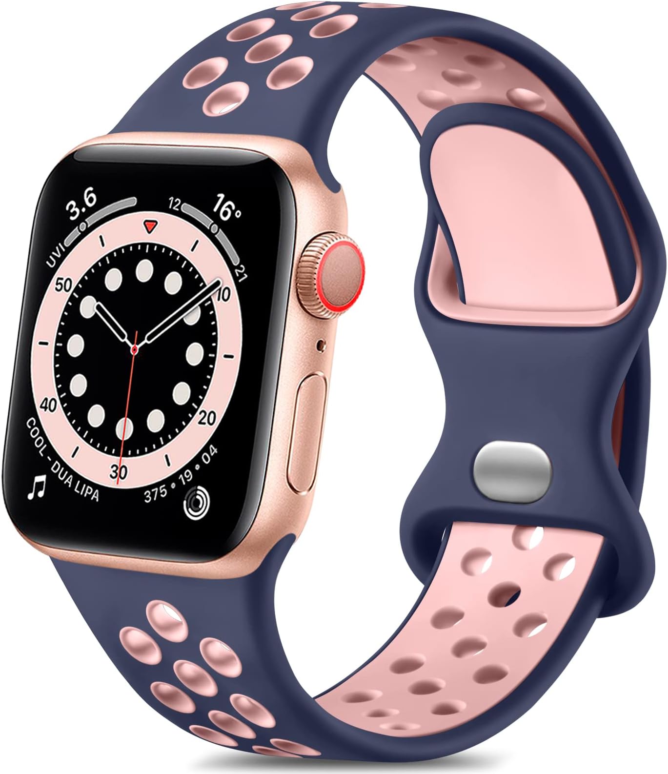 Lerobo Compatible for Apple Watch Bands 41mm 40mm 38mm Series 11 42mm for Women Men,Soft Silicone Sport Bands Replacement for iWatch Band SE 3 2 Series 10 9 8 7 6 5 4 3 2 1,Sport Edition,Blue/Pink,S/M