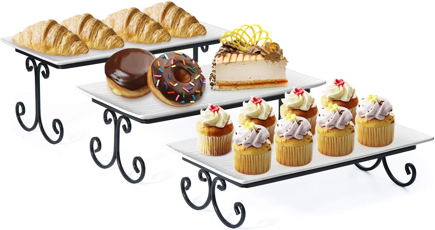 SRIWATANA Tiered Serving Stand, 3 Tier Serving Platter and Tray, Free Combination Cupcake Stand for Food, Dessert Display