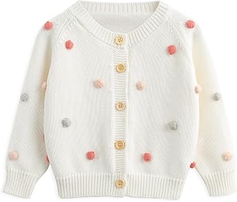 Simplee kids Baby Sweater Cardigan Jacquard Cable-Knit Spring Coat Long Sleeve Cardigan for Baby Girl