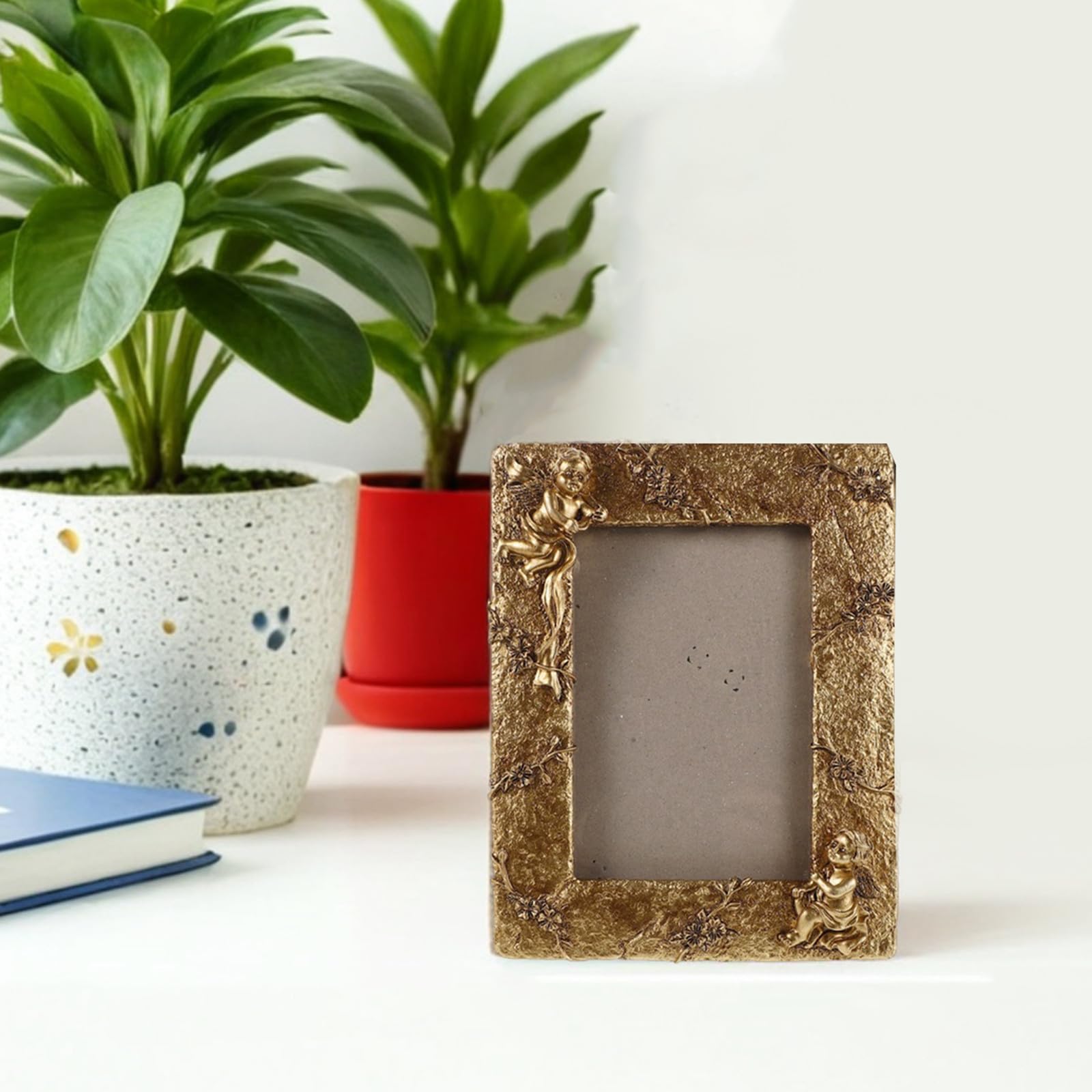 EXCEART Marco de Fotos Vintage Dorado de Resina para Pared, Rectangular