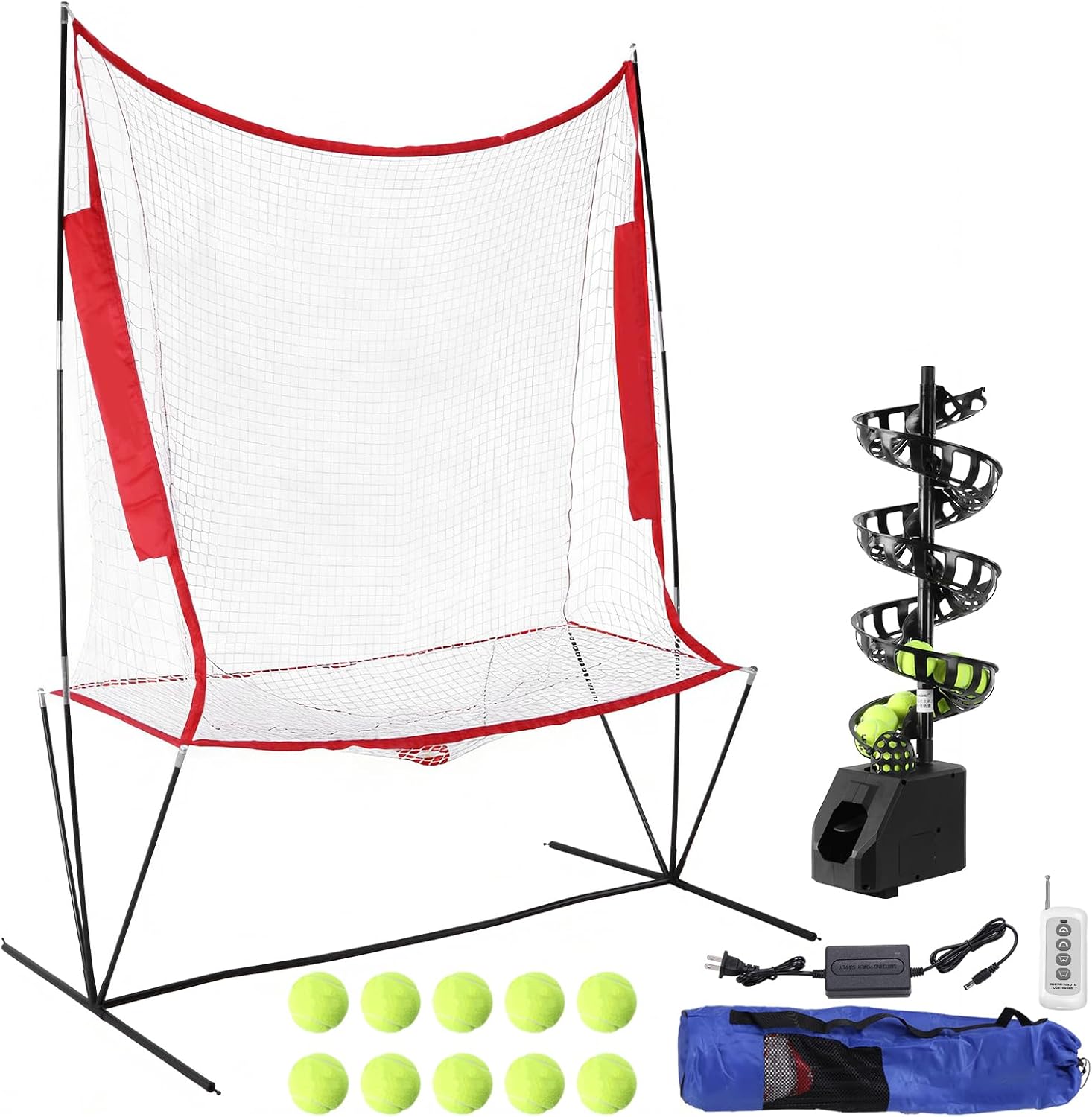 Portable Tennis Ball Machine with 10 Pickleballs 5 Adjustable Angles 2 Power Level Machine Ball Thrower for All-Levels Ages Beginners Coaches