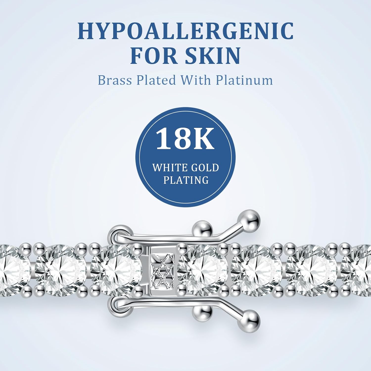 4.0mm Tennis Necklace For Women, 18K White Gold Plated 5A Round Cubic Zirconia Classic Tennis Necklaces 18-inch for Her, Jewelry Gift for Wedding Anniversary Birthday - Image 4