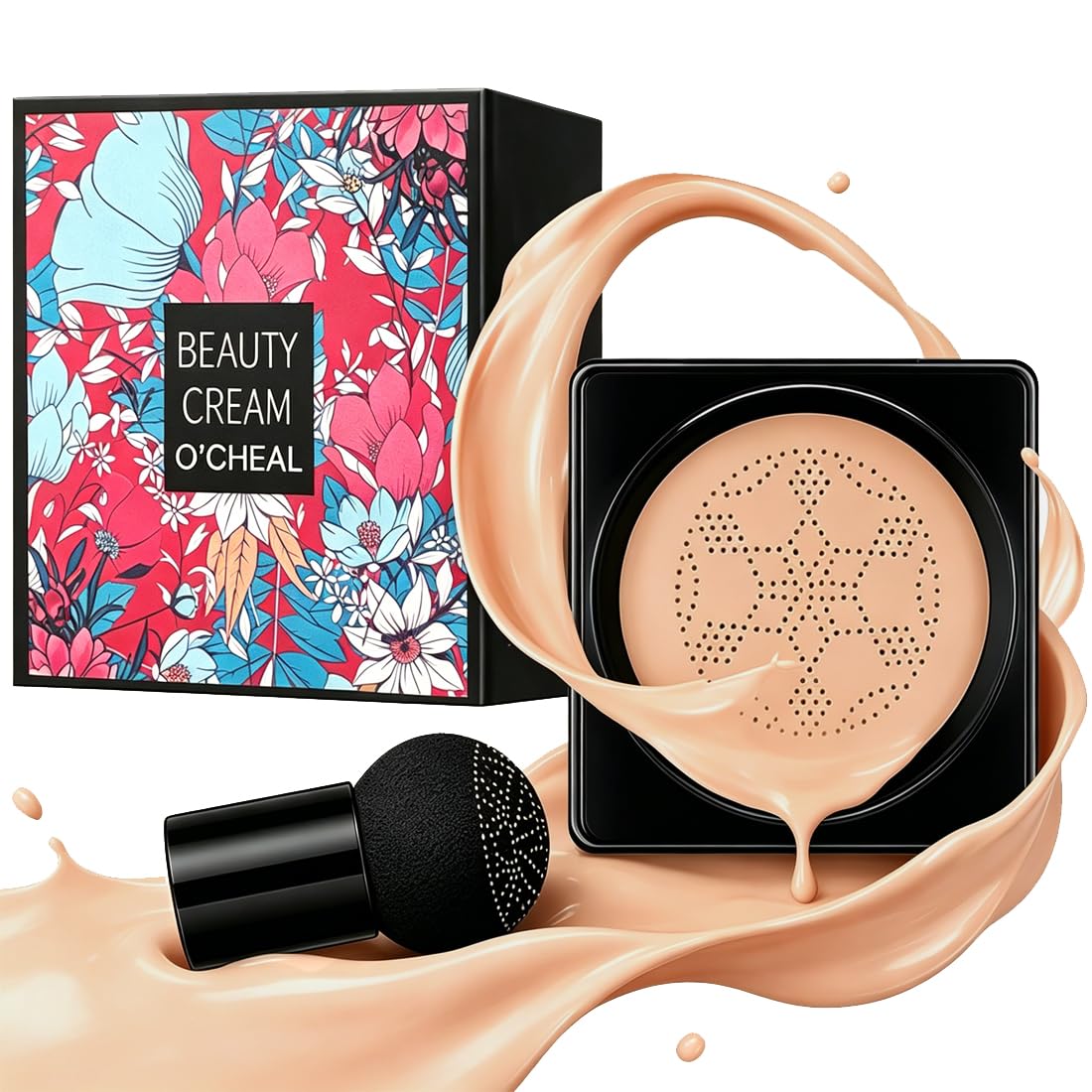 CC Cream Air Cushion Foundation, podkład i gąbka, Mushroom Head Air Cushion CC, krem nawilżający BB, krem rozjaśniający (naturalny)