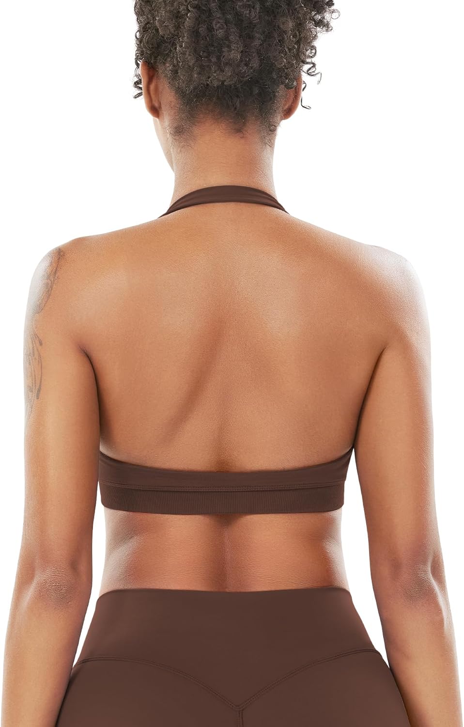 VOYJOY Women Workout Impact Bras Medium Low Support Halter Sports Bras Seamless Open Back Gym Padded Yoga Crop Top - Image 2