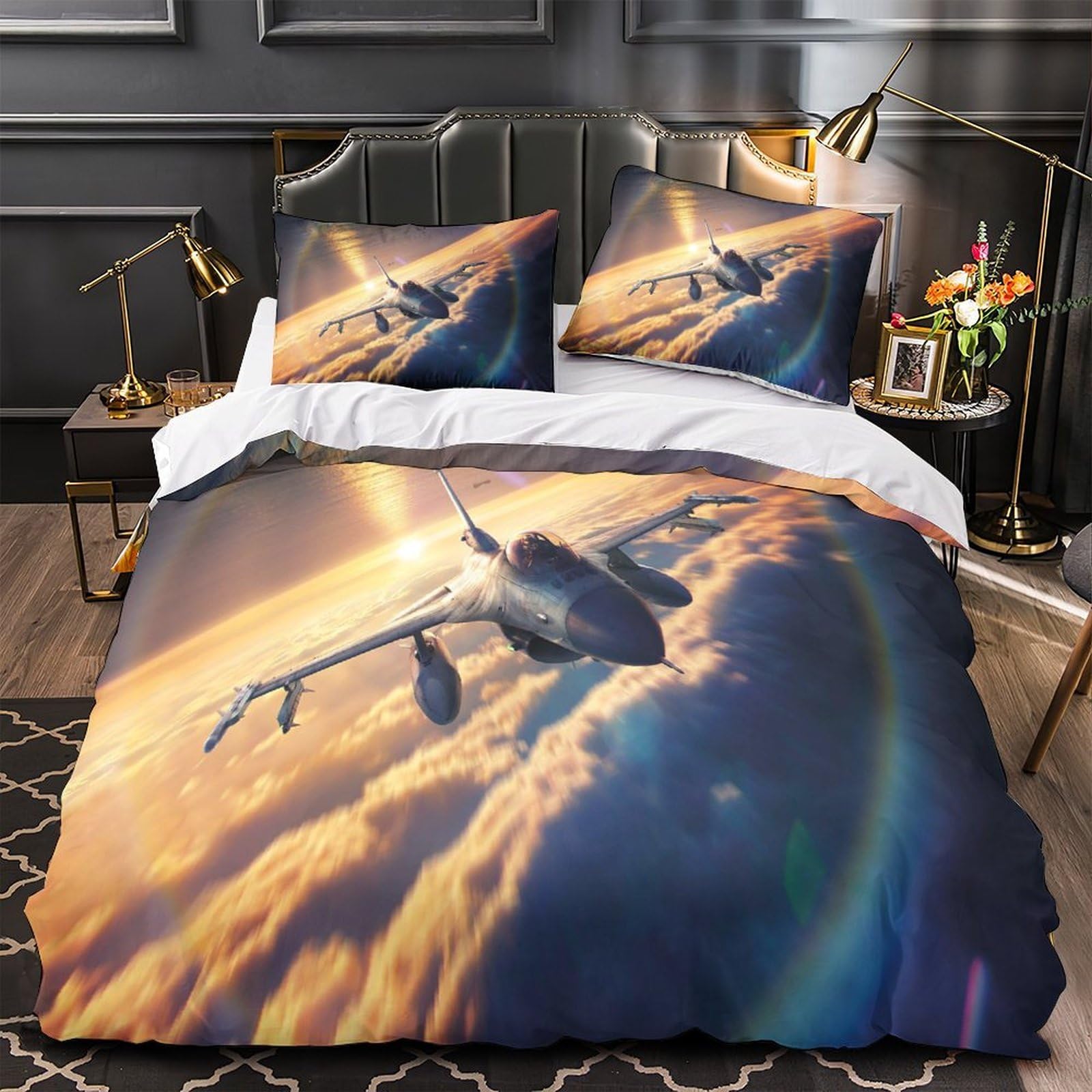Housse de couette avion de chasse 200x200 microfibre