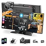 Largest 11.5 inch Wireless CarPlay Screen for Car, A-pple CarPlay & Android Auto HD Touchscreen with 4K Dash Cam/1080P Backup Camera/Navigation/Bluetooth/Voice Control/FM/Mirror Link,for All Vehicles