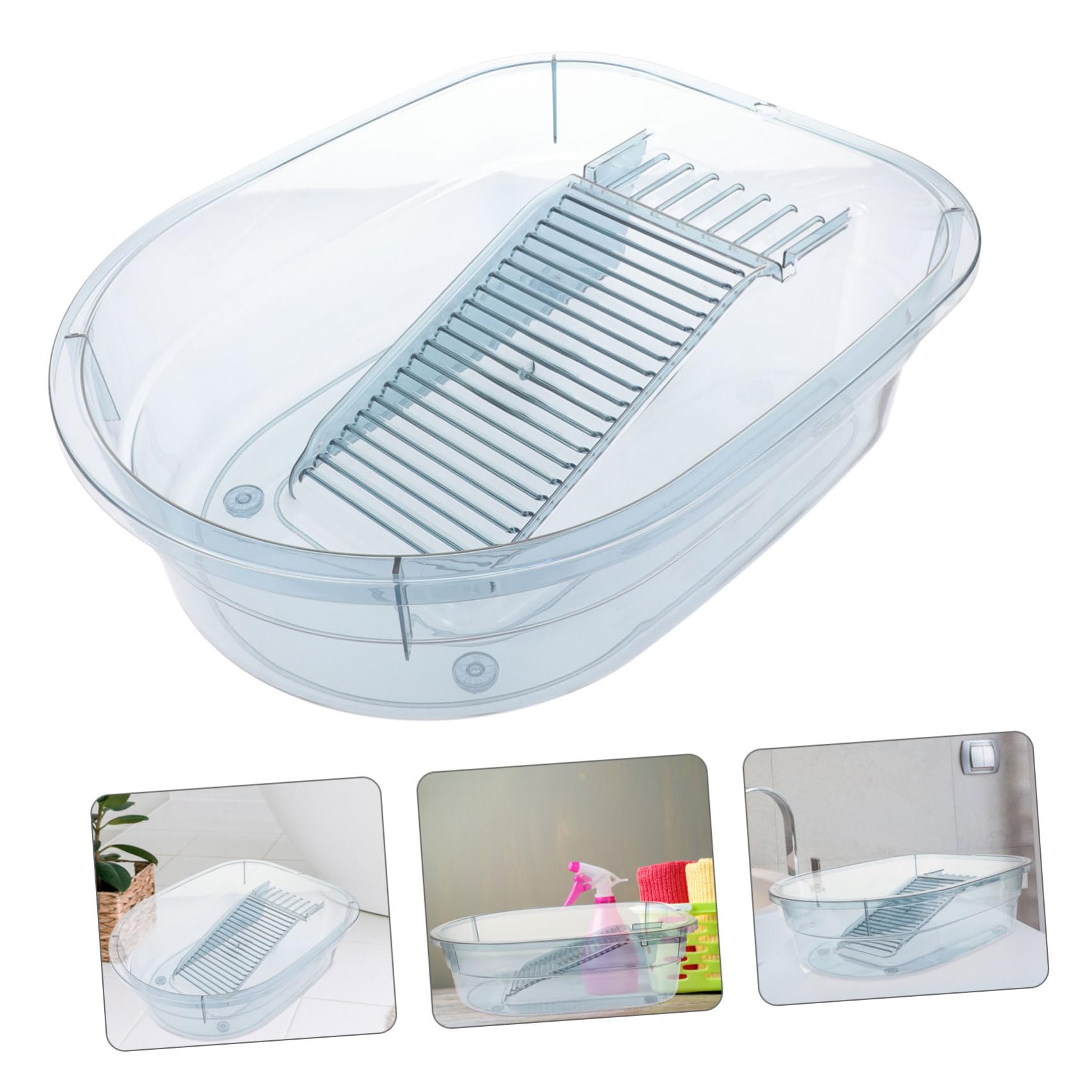 LIFKOME Vaschetta per Lavare i Panni in Plastica Pp con Asse da Lavare Integrato, Facile da Trasportare da Riporre, per Lavanderia Domestica e Dormitorio