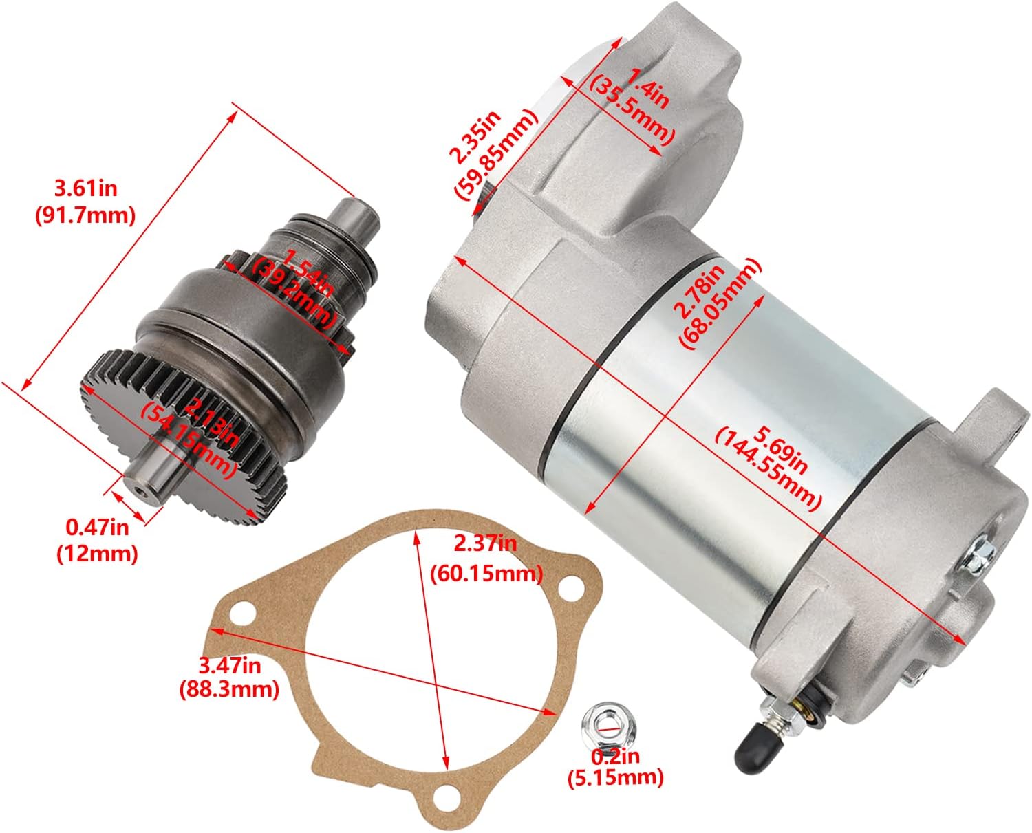 AHL Starter Kit with Drive Replacement 3083760 3084403 3085393 SM13298 PA101 3083646 SM-8 SMU0034 41054006 for Polaris 1985-2006 ATV 250 300 350 400 Heavy Duty 12V CW 9-Spline Shaft