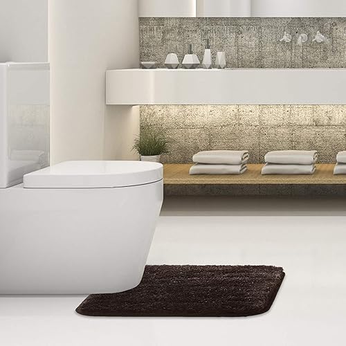Miniatura 2 de Suchtale Alfombra de contorno de baño antideslizante, absorbente de agua, suave microfibra lanuda lavable a máquina, alfombra de baño para baño,