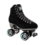Boardwalk Unisex Outdoor Roller Skates Material of Leather, Rubber, Suede & Aluminum Trucks | Comfortable, Extra Long Laces - Suitable for Beginners (Black, Mens 6 / Womens 7)