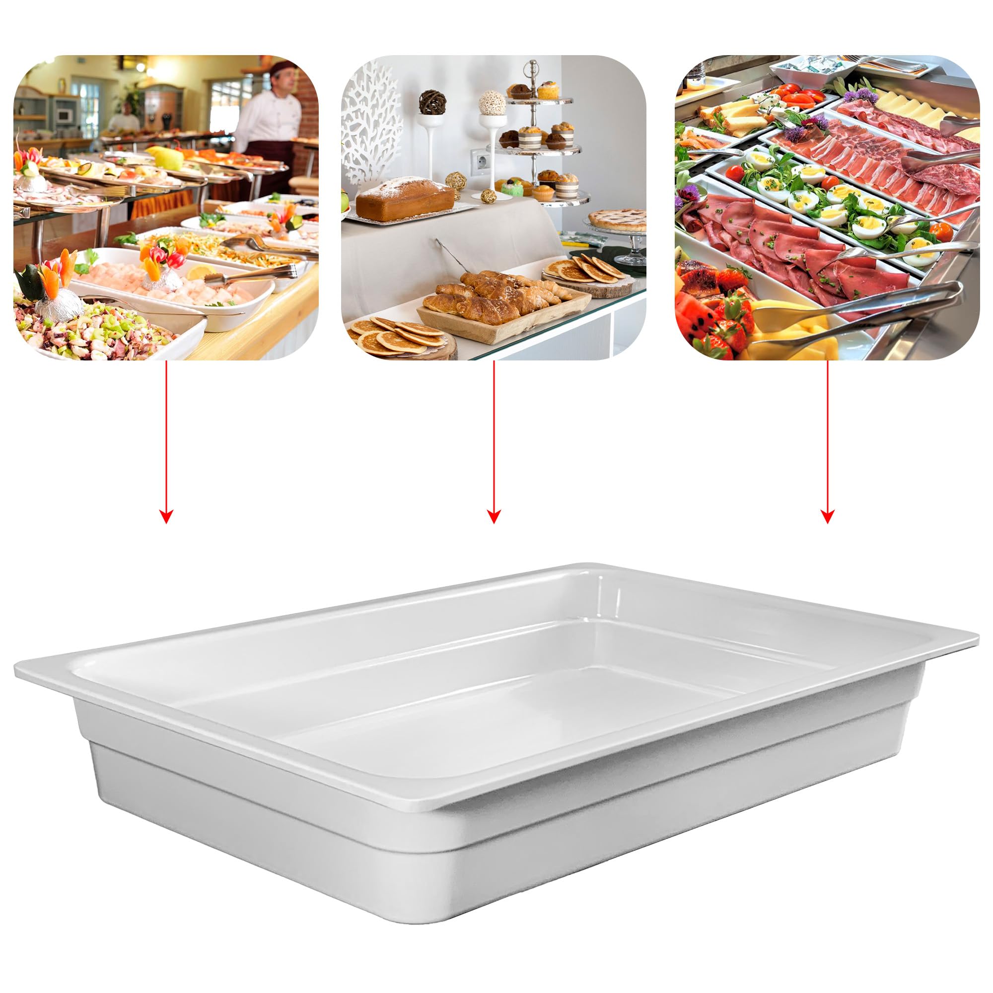 Vassoio Ambra per Buffet Colazioni Salumi Formaggi | Melamina, Bianco, 41,5x28x6 cm | Lavabile in Lavastoviglie, Termoresistente, Resistente a Oli e Grassi | Ideale per Hotel B&B Catering (2)
