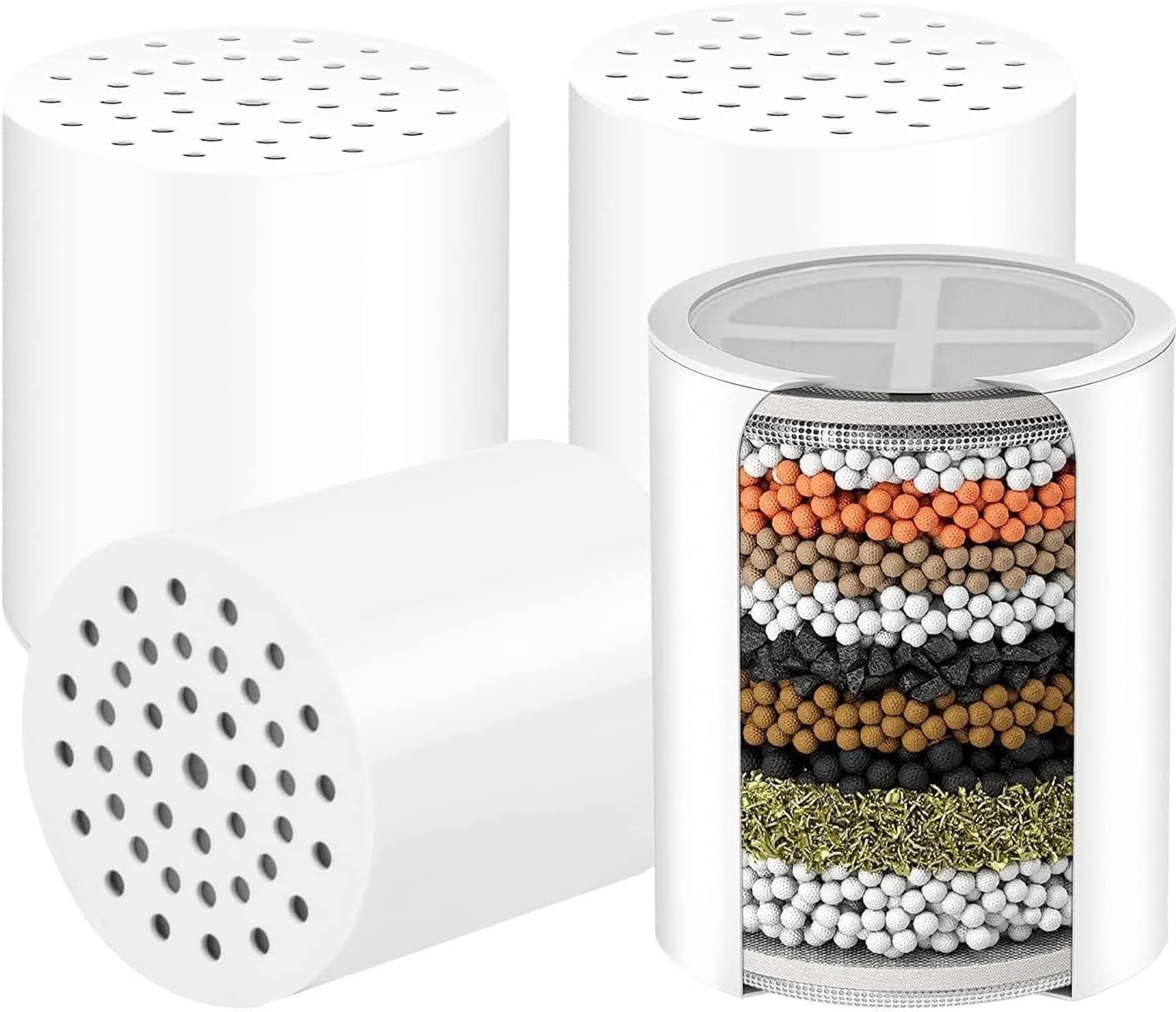 4-Pack Replacement Shower Filter Cartridge Compatible with RIBEX High Pressure Filtered Shower Heads,Water Softener Filter for Hard Water Reduce Chlorine and Harmful Substances