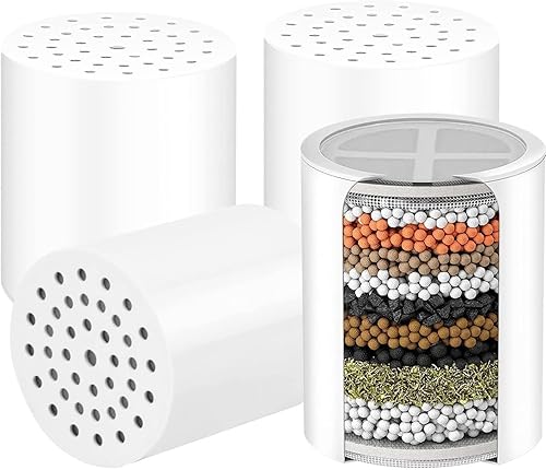Paquete de 4 cartuchos de filtro de ducha de repuesto compatibles con cabezales de ducha filtrados de alta presión WEAQUA, filtro suavizador de agua