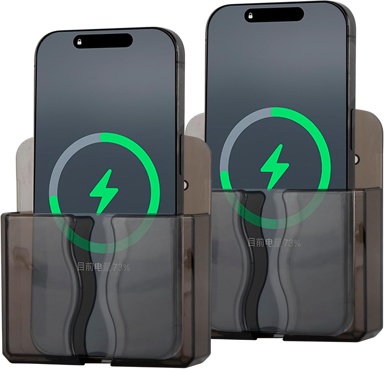 Acrylic Cell Phone Wall Mount Holder with Transparent Adhesive, 3 Modes (Clear)