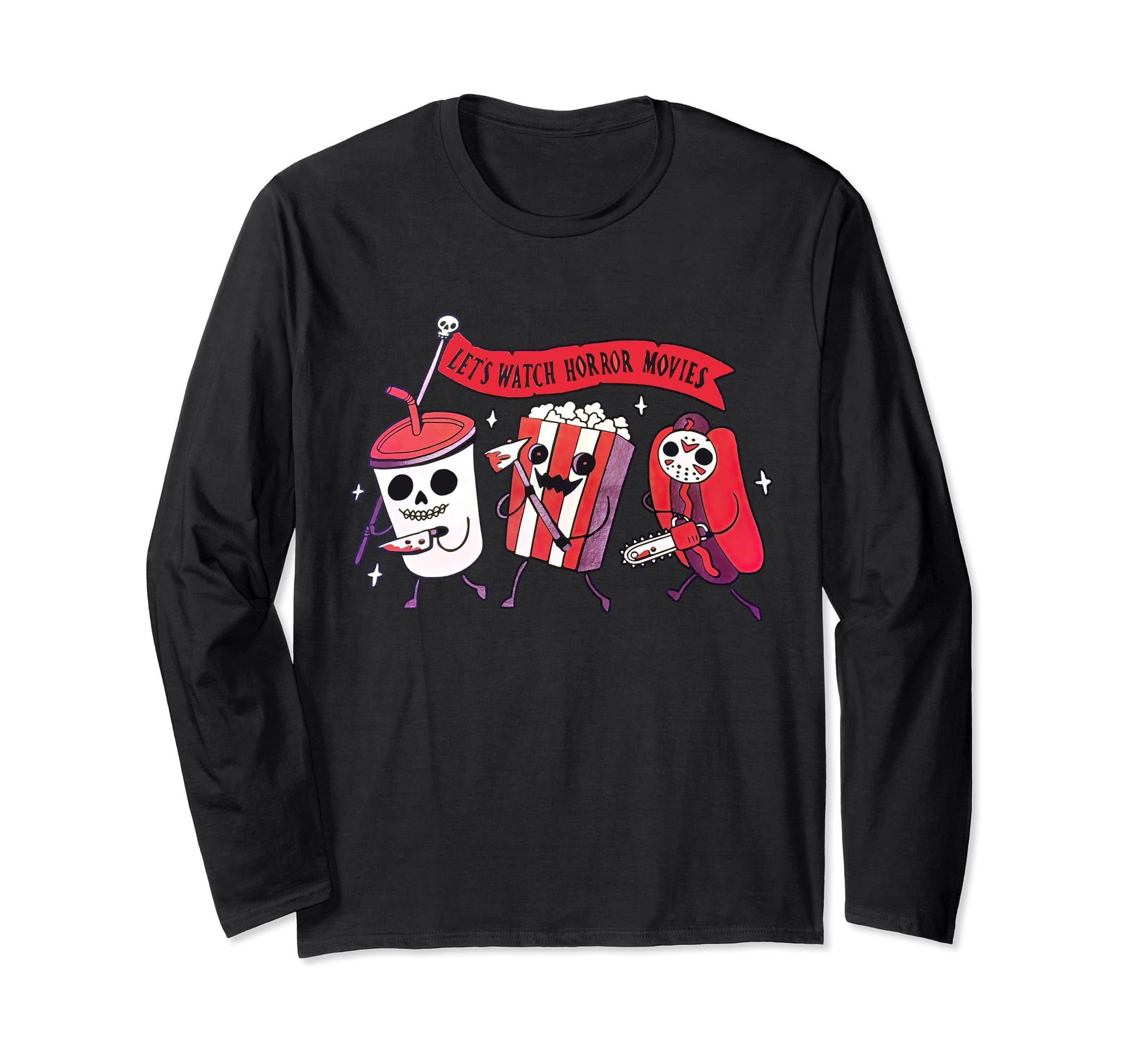 Let's Watch Horror Movies Funny Retro Halloween Long Sleeve T-Shirt
