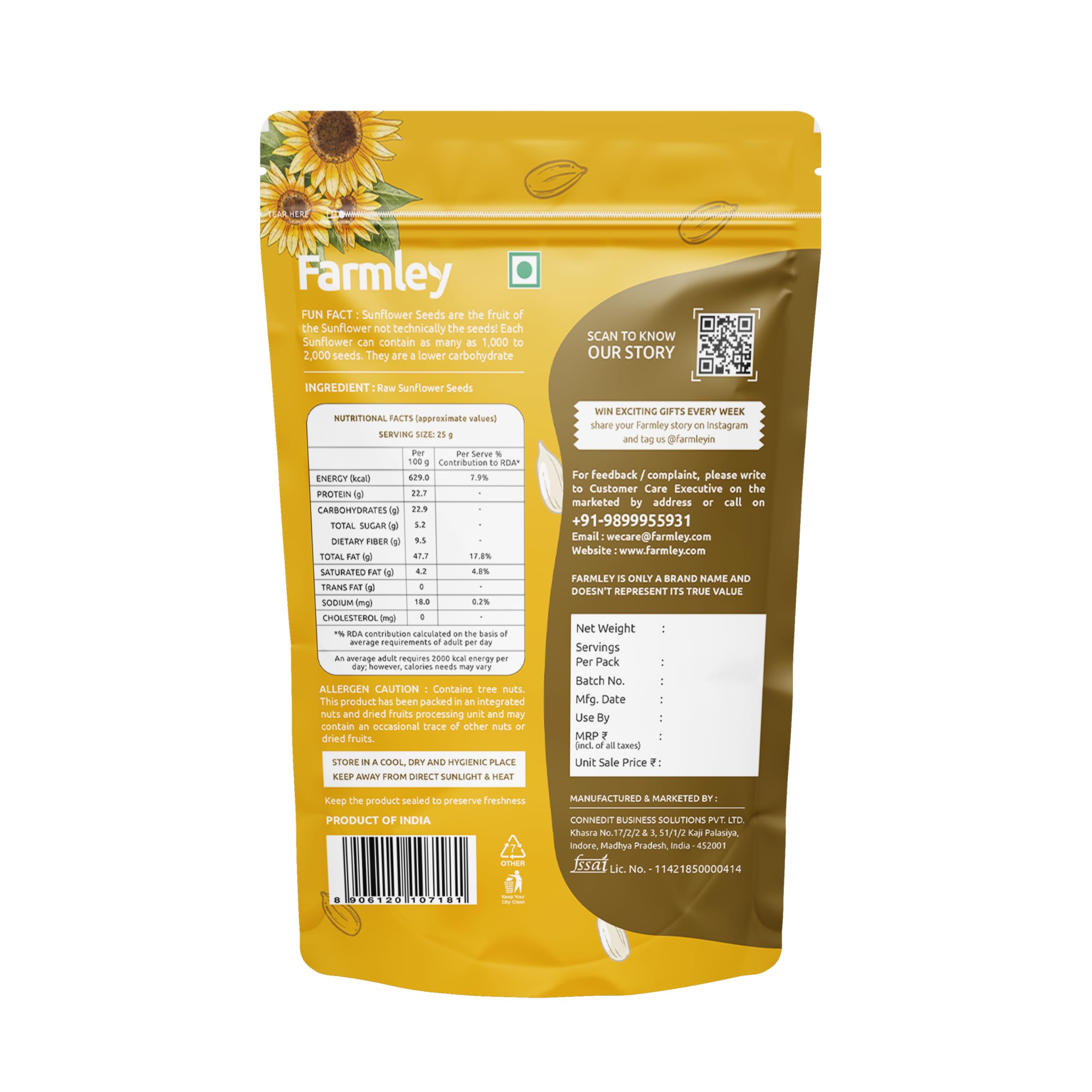 Farmley Sunflower Seeds 400 gram I Sunflower Seeds for Eating | Diet Food | Healthy Snack | Raw seeds | Weight management | Source of Antioxidants Pack of 2 - Image 2 thumbnail