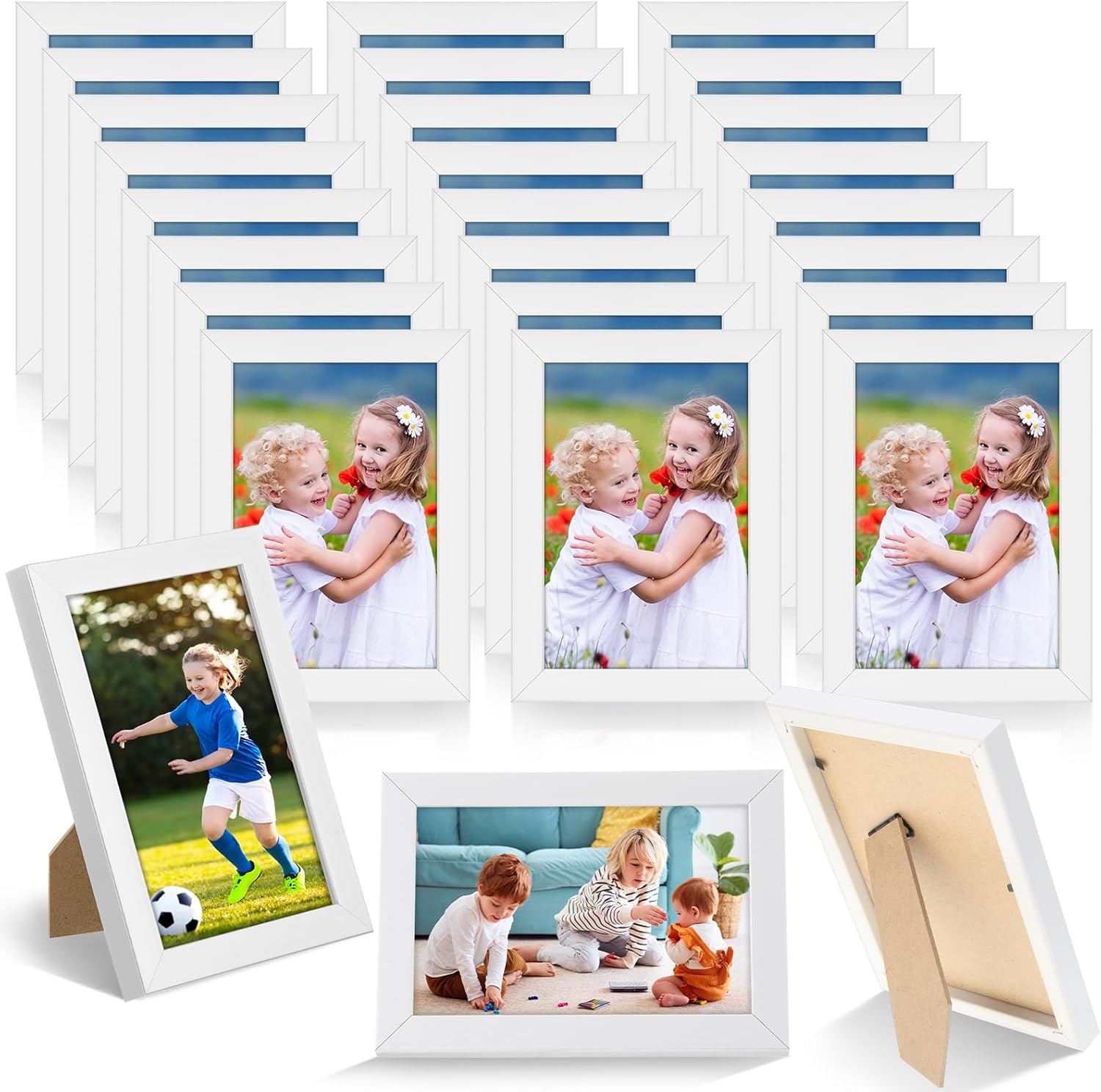 Roowest Set of 24 Picture Frame Bulk Wood Photo Frames with Acrylic Sheet Small