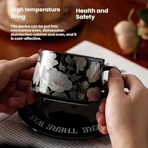 Miniatura 4 de Juego de tazas de té con 2 tazas de té, 2 platillos y 2 cucharas, taza de café espresso de 9 onzas, juego de taza de té y platillo vintage