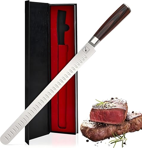 imarku Cuchillo de pechuga, cuchillo ultra afilado de 12 pulgadas para pechuga, barbacoa, pavo, jamón, costillas y carne asada, hoja de acero