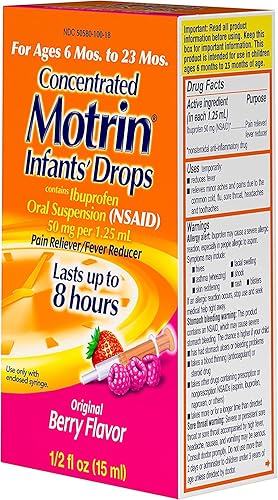 Miniatura 9 de Motrin Gotas concentradas para bebés, reductor de fiebre, ibuprofeno, sabor a bayas.5 onzas (paquete de 2)