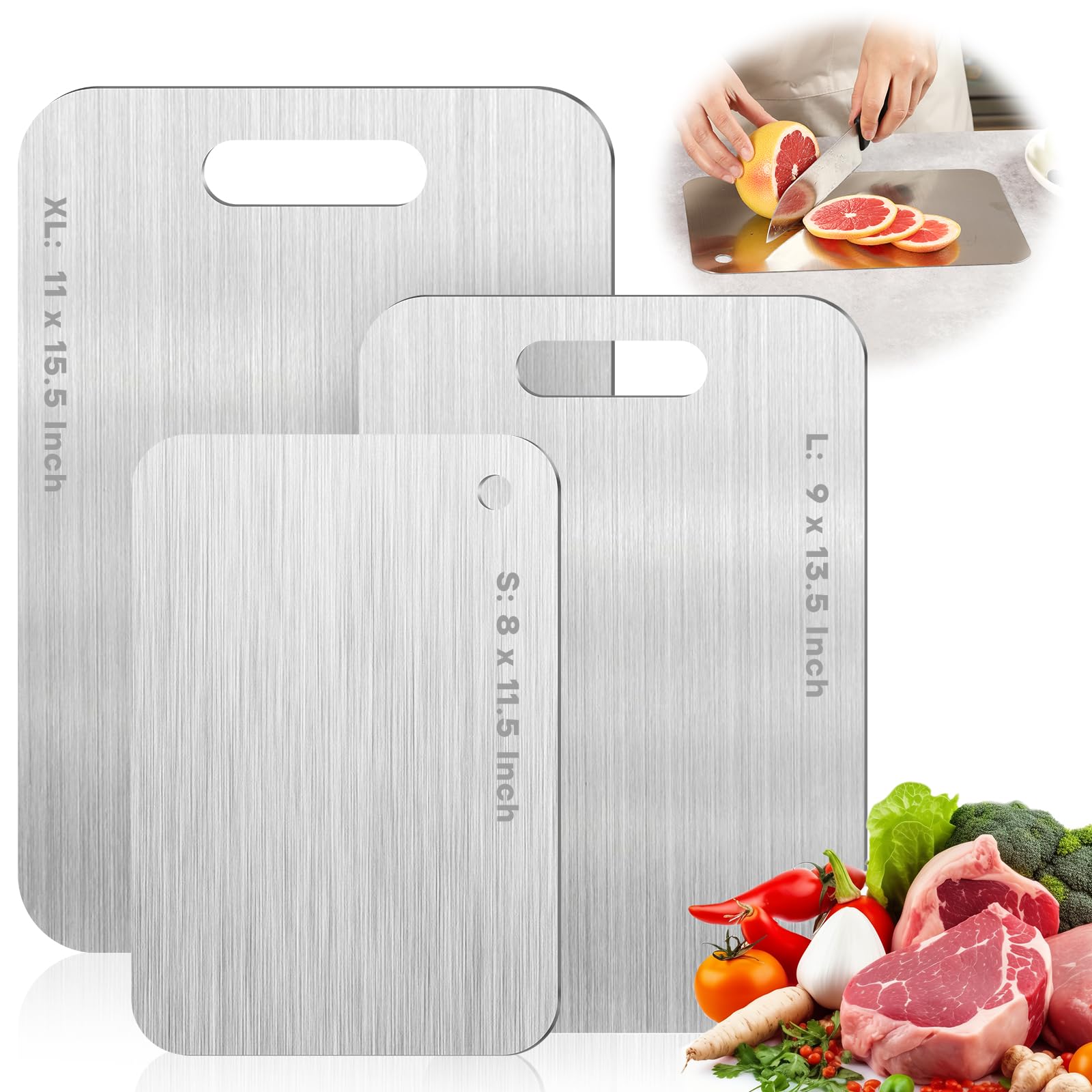 Katuchef Titanium Cutting Boards for Kitchen 100% Pure Ti Katu chef Titanium Cutting Board set Double Sided Non Toxic Titanware Chopping Board,Durable