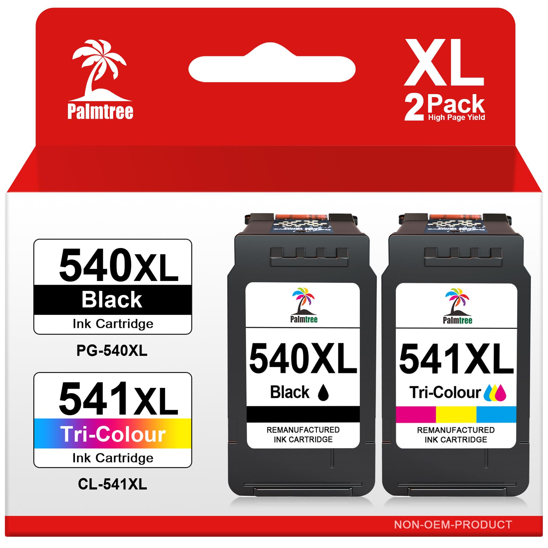 Palmtree 540XL 541XL Multipack Compatibile con Cartucce Canon 540 541 XL per Canon PIXMA MG3650s MG3650 MG3600 TS5150 TS5151 TS5100 MX535 MX475 MX395 Cartucce TS5150 PG540 Nero CL541 Colore
