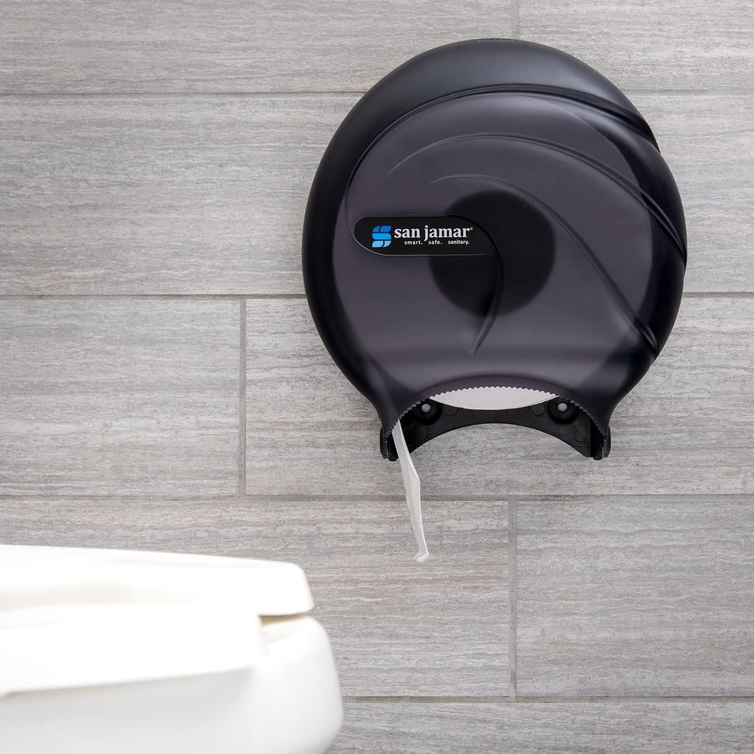 San Jamar Oceans Plastic Single Jumbo Bath Tissue Dispenser, 3.25" Core, Black Pearl, 1 Count (Pack of 1)