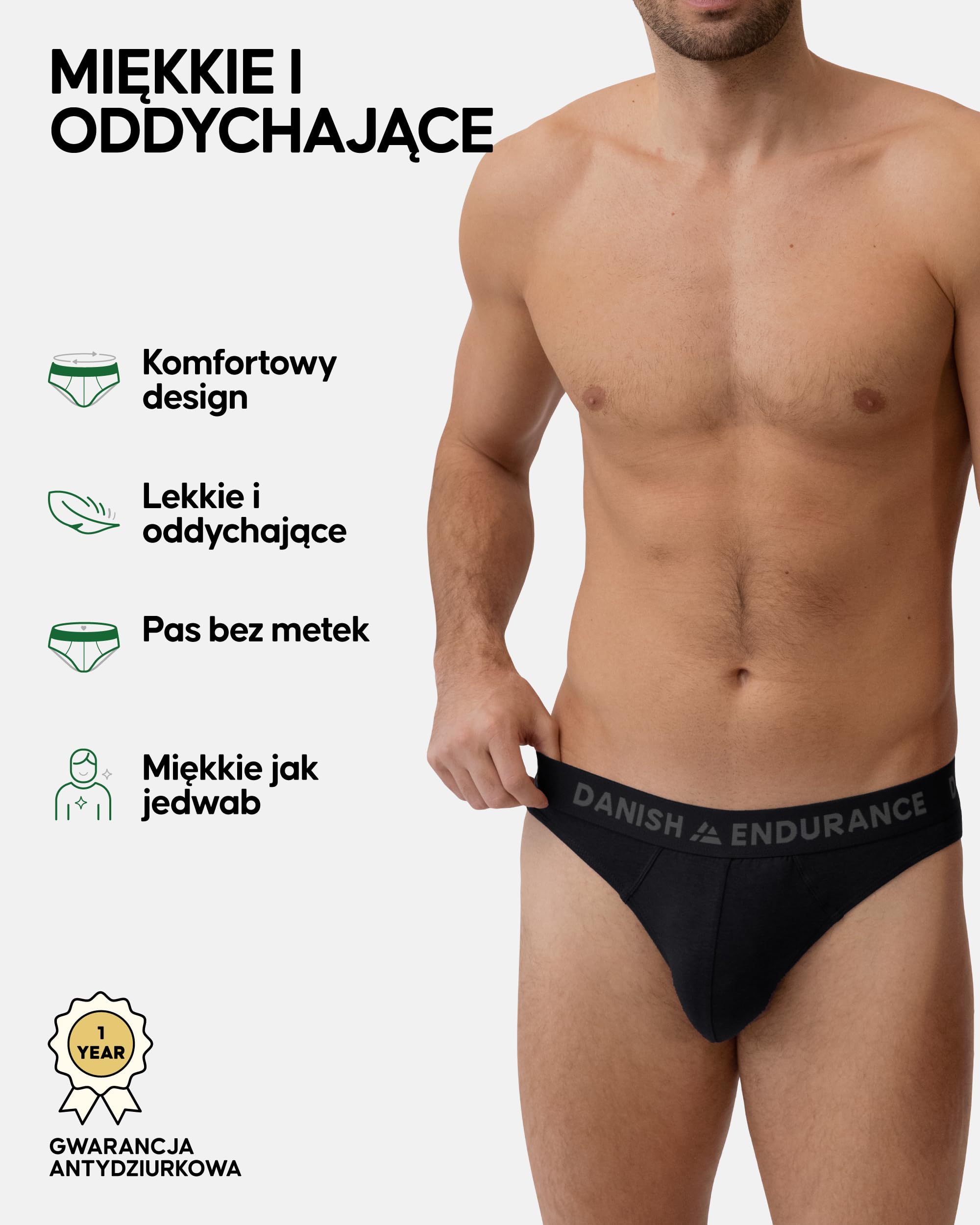 DANISH ENDURANCE Męskie Slipy Bambusowe, Ultra Miękka Bielizna Męska, Wielopak, Klasyczny Stretch, Wygodne, Bez Metki, 6-Pak