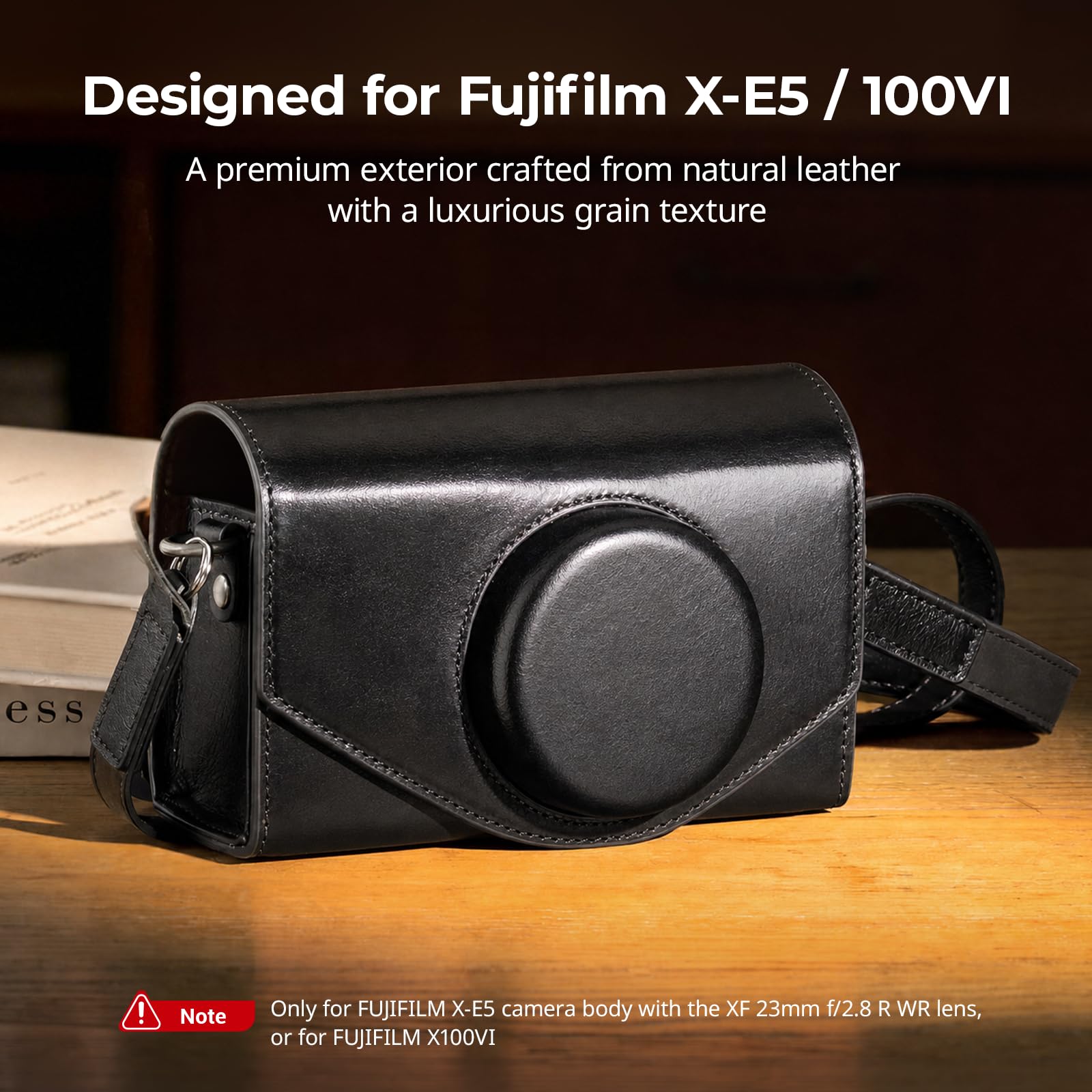 SMALLRIG Custodia in Pelle per FUJIFILM X-E5 / X100VI, Borsa per il Trasporto con Chiusura Magnetica, Custodia Protettiva, Borsa Compatta, Borsa a Tracolla, Nera - 5987
