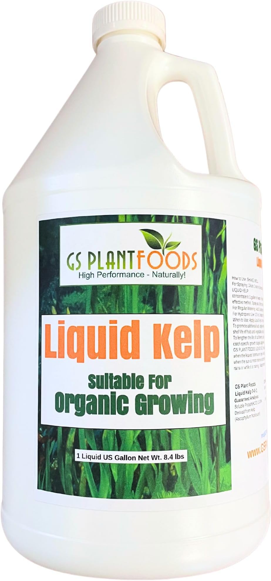 GS Plant Foods Liquid Kelp Fertilizer – Suitable for Organic Growing, OMRI Listed Seaweed Concentrate for Lawns, Gardens & Soil - 1 Gallon (Makes Up To 800+ Gallons)