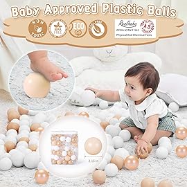 Realhaha Ball Pit Balls 100 Play Balls Plastic Balls for Baby Girls Toddlers Kids Play Tent Pool Playhouse Playpen Party Decoration, Pearl Brown