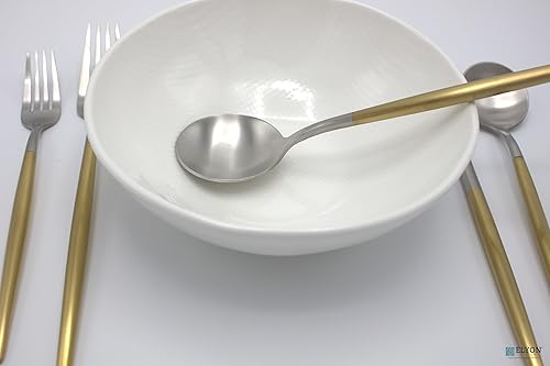 Miniatura 4 de Elyon Lea - Juego de cubiertos de 20 piezas de cubiertos de acero inoxidable 1810 con asas finas doradas, servicio para 4, juego de cubiertos