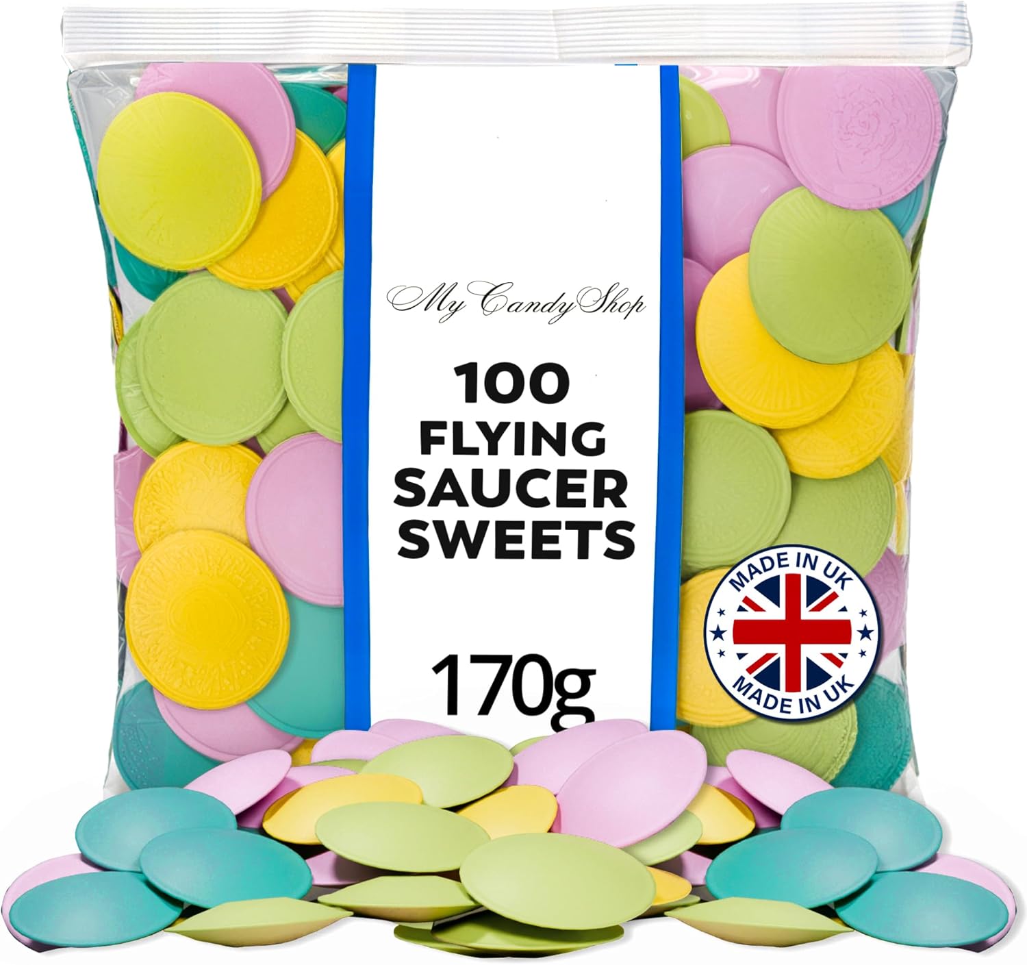 MyCandyShop Flying Saucer Sweets 170g - 100 x Flying Saucers - Retro ...