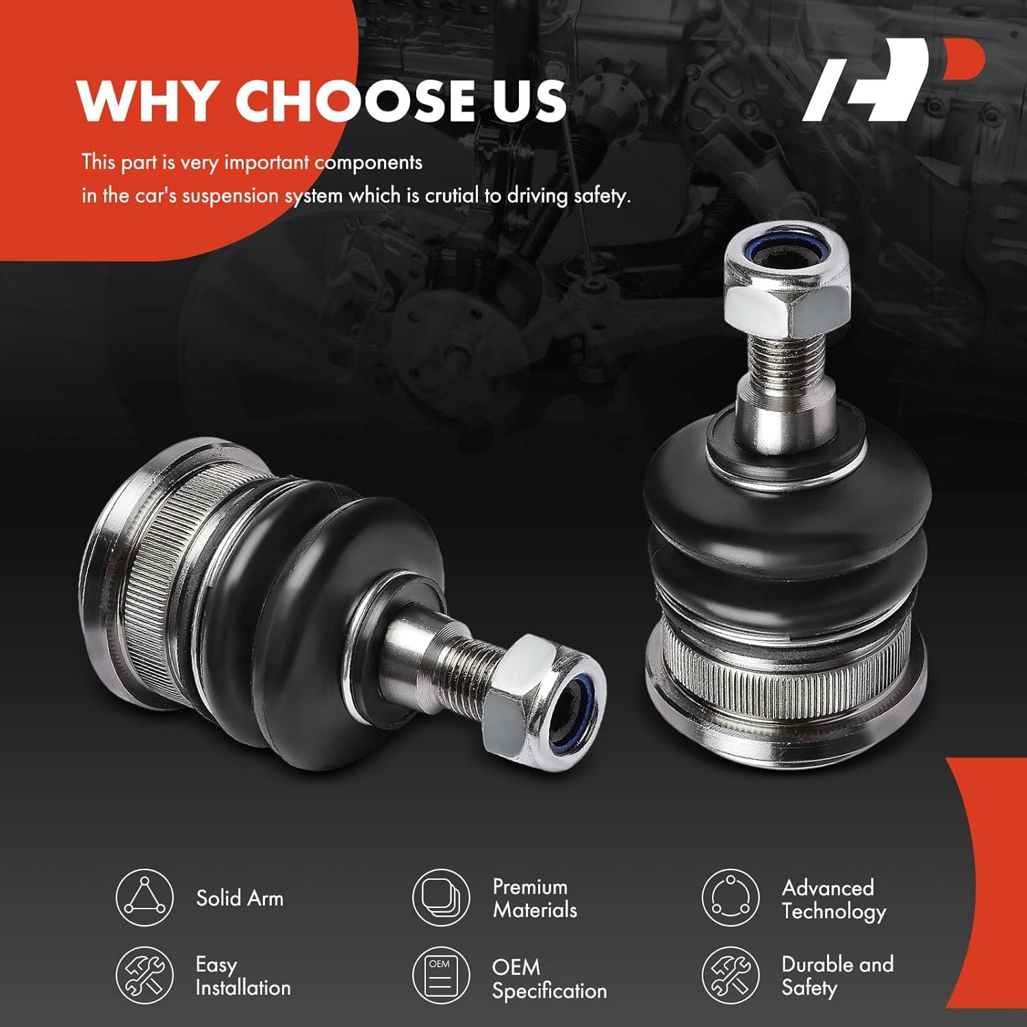 A-Premium 2 x Front Lower Ball Joints, Compatible with Hyundai Elantra 11-24, Accent 12-22, Veloster 12-17, Venue 20-24, Elantra Coupe 13-14, Elantra GT 13-20 & Kia Forte, Rio, Forte Koup, Forte5