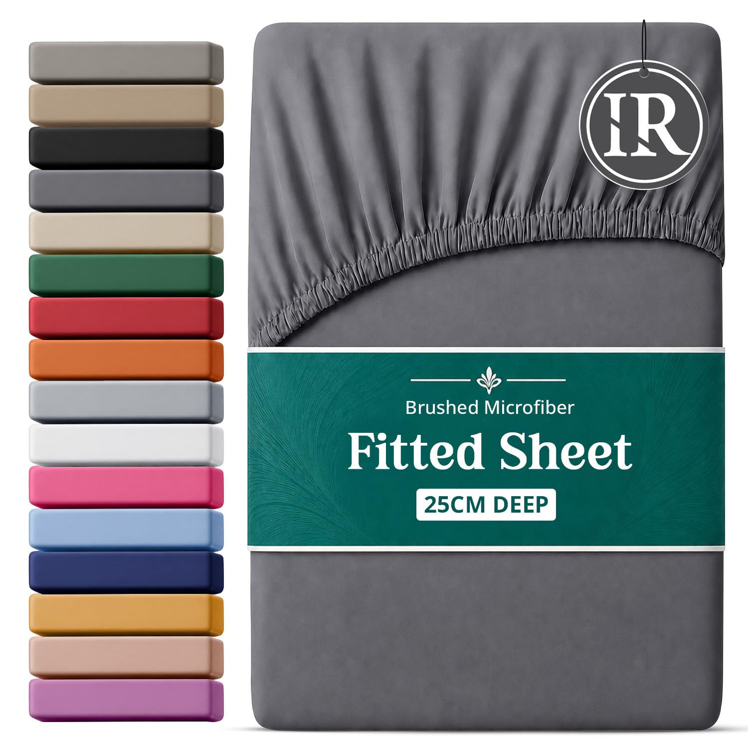 Imperial Rooms Small Double Fitted Sheet 120x190cm, Charcoal - 25CM Deep