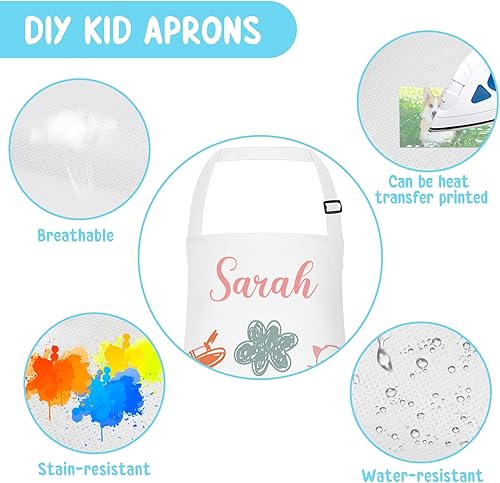 Miniatura 3 de Morcheiong Paquete de 61224 delantales ajustables para niños, con bolígrafo de colores y plantilla de manualidades, delantal de pintura para niños,