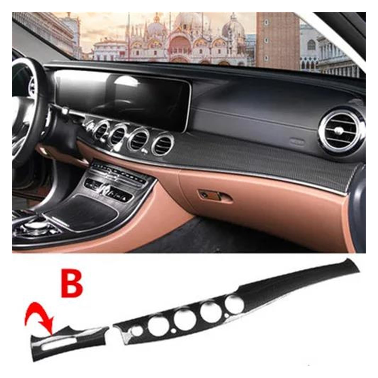 Kratzfeste Armaturenbrettverkleidung Konsole Armaturenbrett Panel Dekoration Abdeckung Trim Aufkleber Für E Klasse W213 2016-18 LHD Auto Zubehör(B)