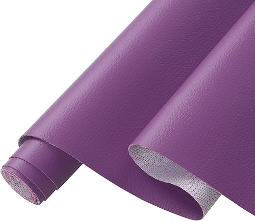 Miniatura 28 de Picheng Hojas de piel sintética de color sólido con textura de lichi, 13.8 x 53 pulgadas, rollo de piel sintética suave muy adecuado para hacer