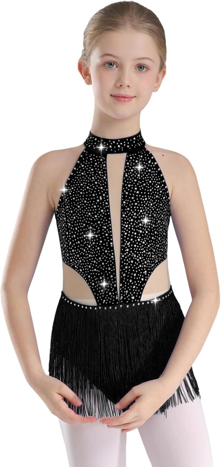 Kvysinly Robe De Danse Lyrique Pour Filles Pour Jazz Latin Ballet Danse Gymnastique Justaucorps Robe Performance