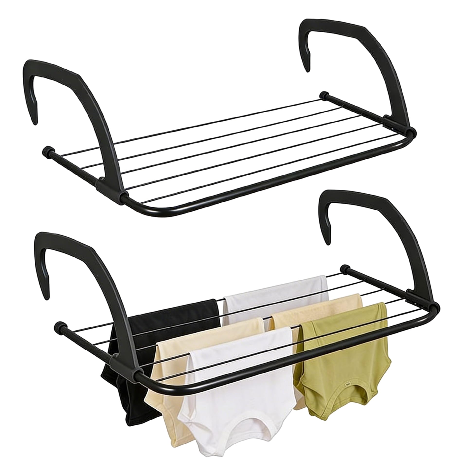 Leisurewize 5 Bar Radiator Clothes Airer Rack, 2-Pack – Foldable Hanging Drying Rack with Adjustable Arms, Space-Saving Laundry Dryer for Radiators, Bathrooms & Balconies, Indoor Clothes Airer
