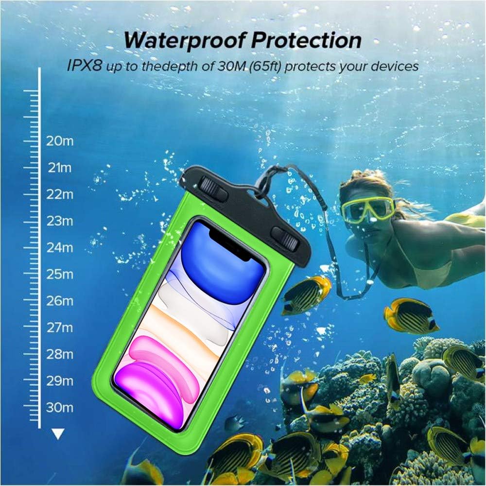 Waterproof Case Compatible with BQ Aquaris U Certified IPX8 Water Case Waterproof Bag (Green)