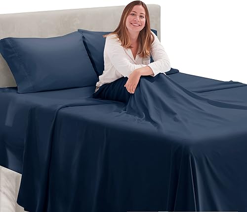 Miniatura 5 de Hearth & Harbor Juego de sábanas Queen con bolsillos extra profundos - 4 piezas, juego de sábanas de lujo para hotel, se ajusta hasta un colchón de