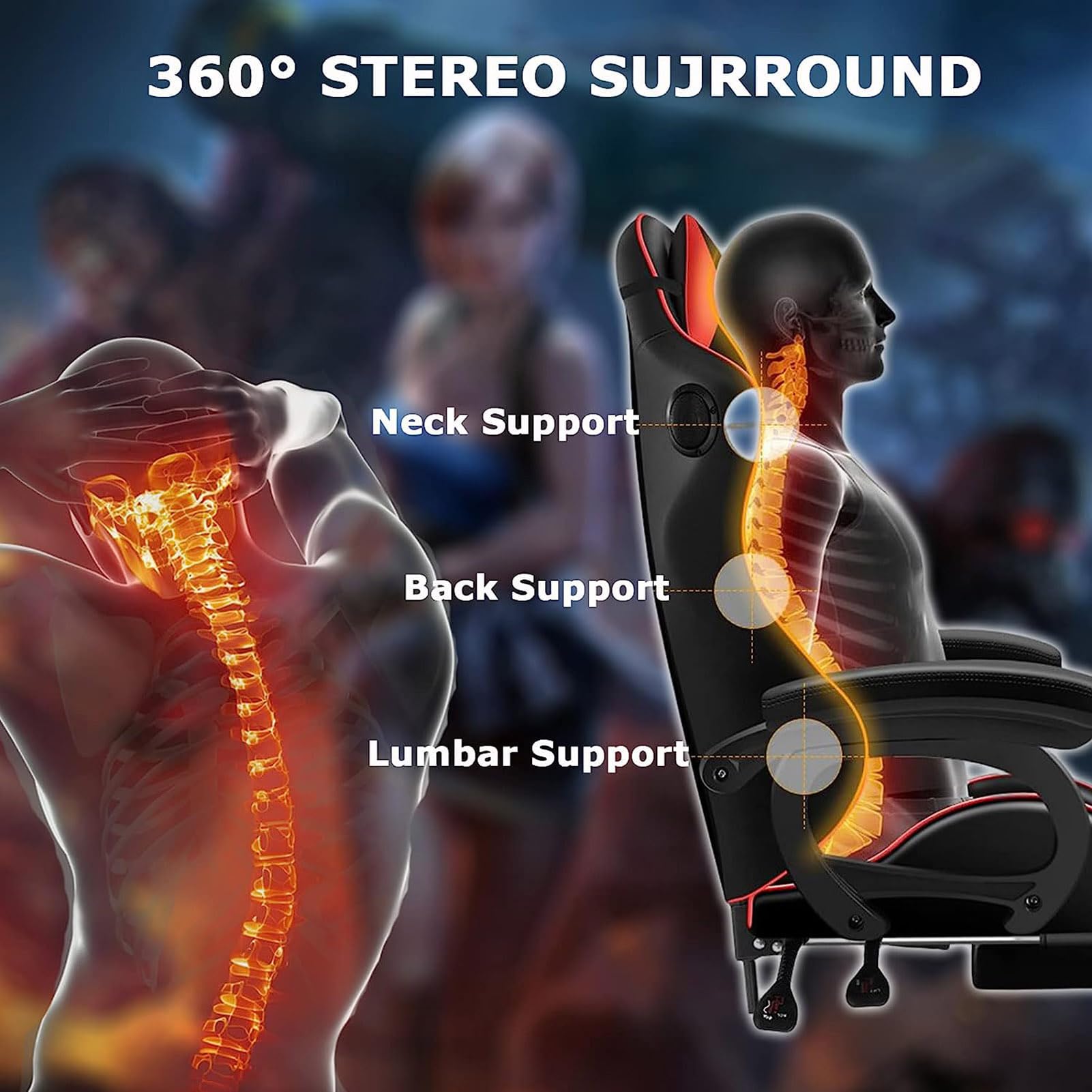 Sedia da Gaming ergonomica con Altoparlanti integrati, Funzione Massaggio e poggiapiedi Regolabile per Un Comfort ottimale Anche Durante sessioni di Gioco prolungate.