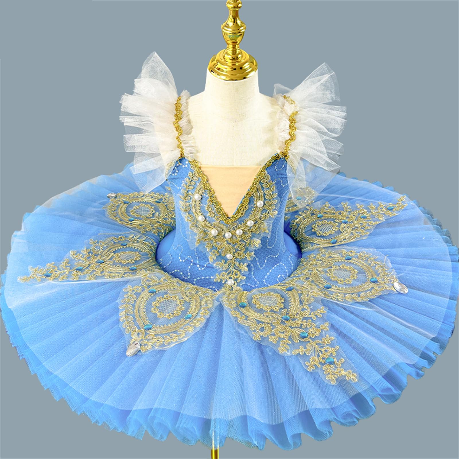 Enfants Filles Ballet Danse Tutu Robe Brillant Strass Perle Justaucorps Volants Manches/sans Manches Ballerine Costume Gymnastique Patinage Scène Performance Vêtements De Danse