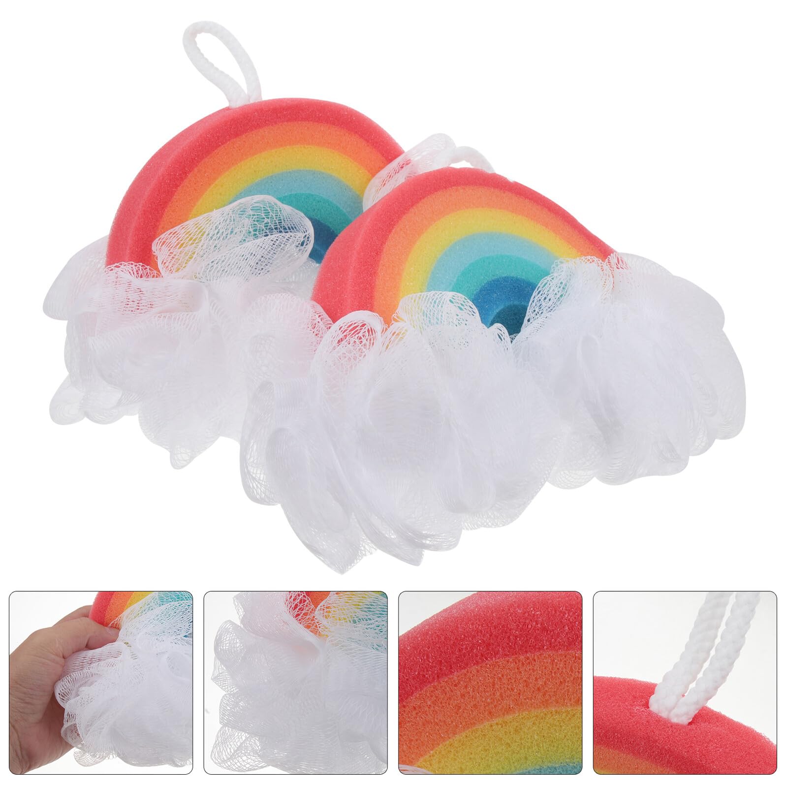 LIFKOME Esponja de Baño Infantil Arcoíris 2 Piezas Esponja Exfoliante para Ducha y Cuidado Corporal Textura Ligera y Espumosa Adecuado para Bebés