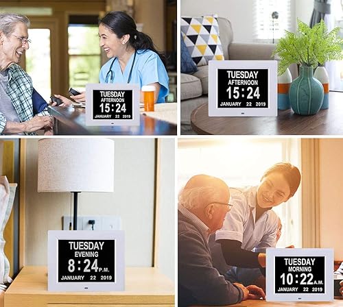 Miniatura 4 de TMC Reloj digital con calendario de día, versión más reciente, reloj de fecha extra grande con 12 opciones de alarma para personas mayores,
