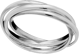 925 Sterling Silver Rings for Women - Russian Wedding Men's Rings - Birthday Gifts for Girlfriend Auntie Mum - Triple Silver Wedding Band His and Hers - Promise Ring