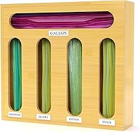 Vista 1 de 5 in 1 Plastic Bag Organizer, Storage Bag Organizer with Slider, Great for Kitchen Drawer Pantry Storage Gallon, Quart, Sandwich, and Snack Variety